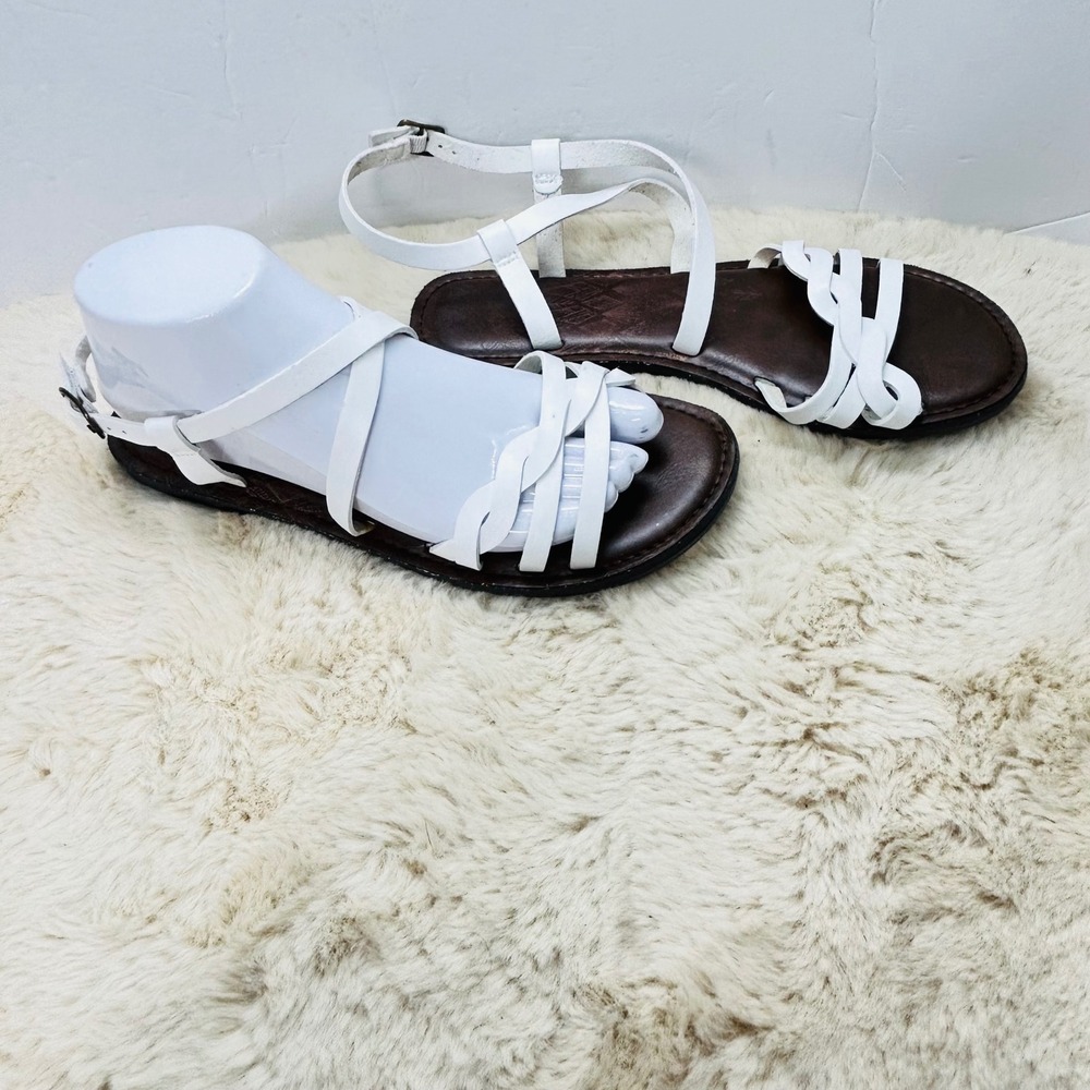 Time Tru Women's‎ White Gladiator Sandals Strappy Brown Insole Size 8 - Picture 2 of 4